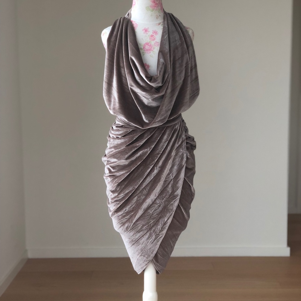 Nude velvet dress